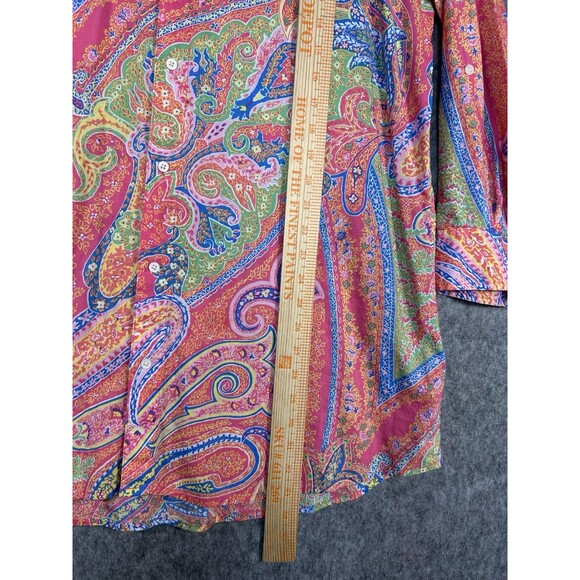 Lauren Ralph Lauren Womens Button Up Shirt Floral Paisley Black Label Tunic Sz L - Picture 7 of 11